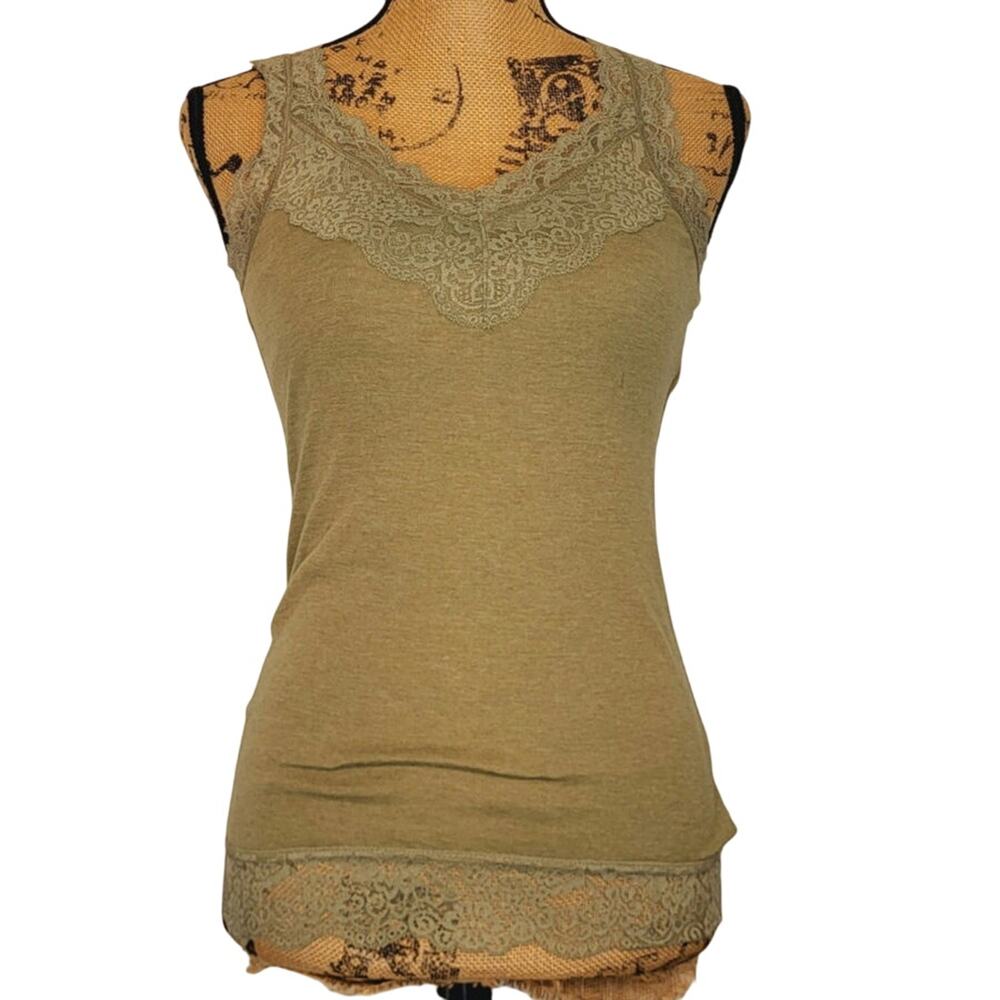 Vintage Y2K Mossimo Supply Co Army Green Lace Tank Top Size M ASO Gilmore Girls
